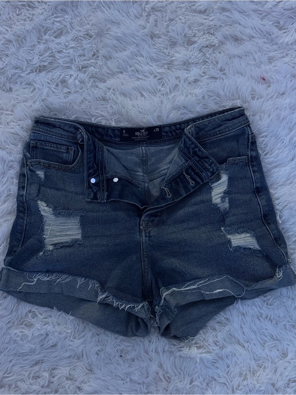 Hollister Dark Gray Distressed Denim Shorts